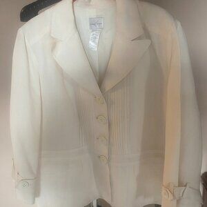 Emma James Linen & Rayon Jacket, Off White, Size 16